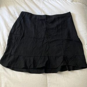 Abercrombie & Fitch Black Ruffle Linen Mini Skirt